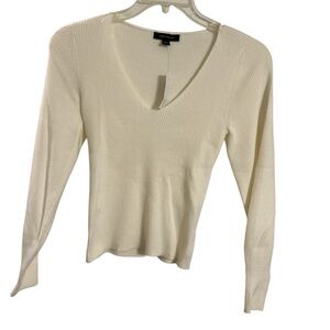 Ann Taylor Cream V-Neck Long Sleeve Top size S NWT